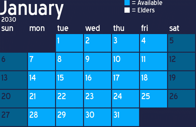 Missionary Dinner Calendar