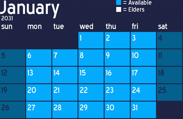 Missionary Dinner Calendar