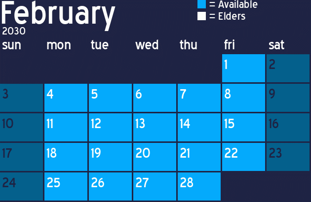 Missionary Dinner Calendar