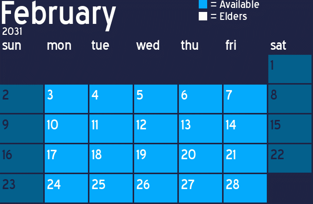 Missionary Dinner Calendar