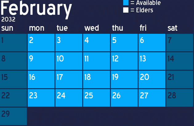 Missionary Dinner Calendar