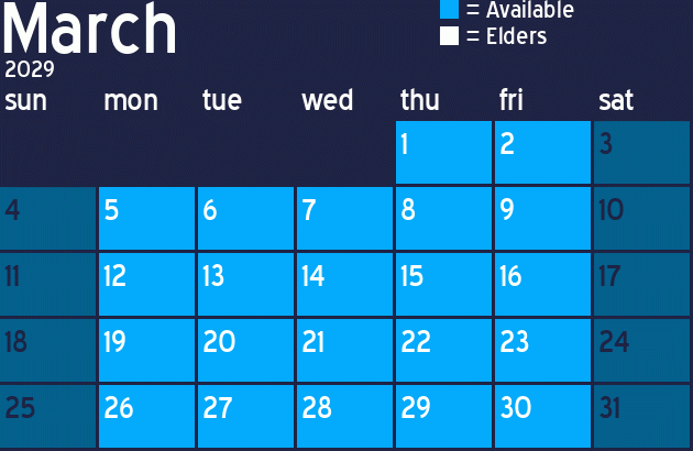 Missionary Dinner Calendar