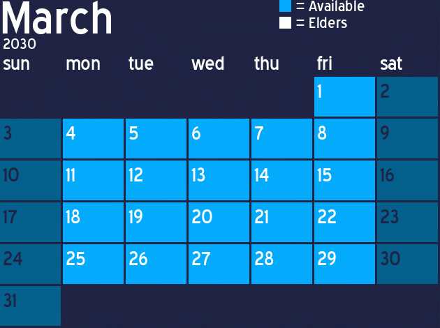 Missionary Dinner Calendar