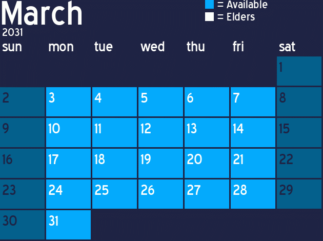Missionary Dinner Calendar