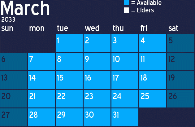 Missionary Dinner Calendar