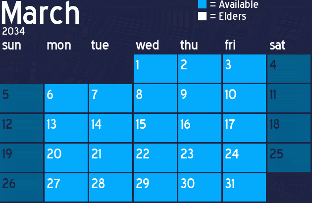 Missionary Dinner Calendar