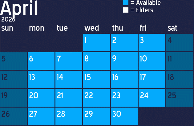 Missionary Dinner Calendar