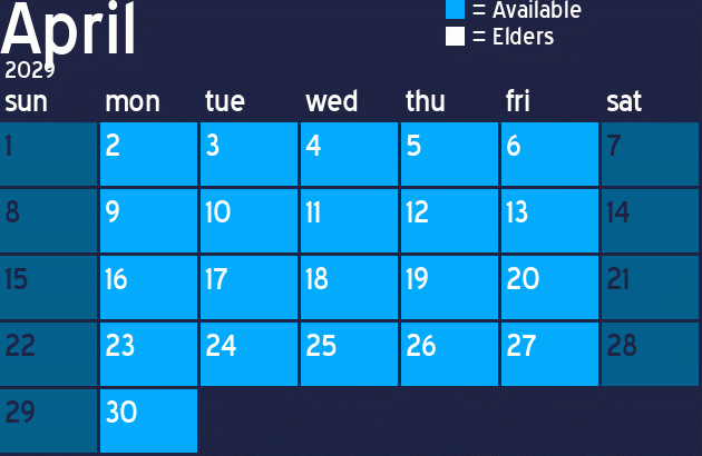 Missionary Dinner Calendar