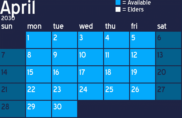 Missionary Dinner Calendar