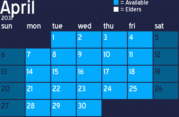 Missionary Dinner Calendar