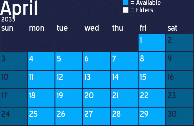 Missionary Dinner Calendar