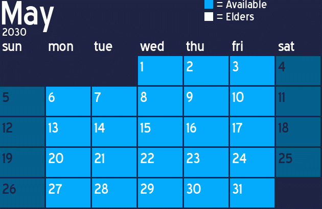 Missionary Dinner Calendar