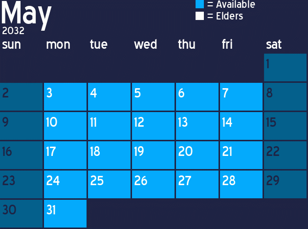 Missionary Dinner Calendar