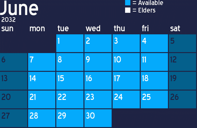 Missionary Dinner Calendar