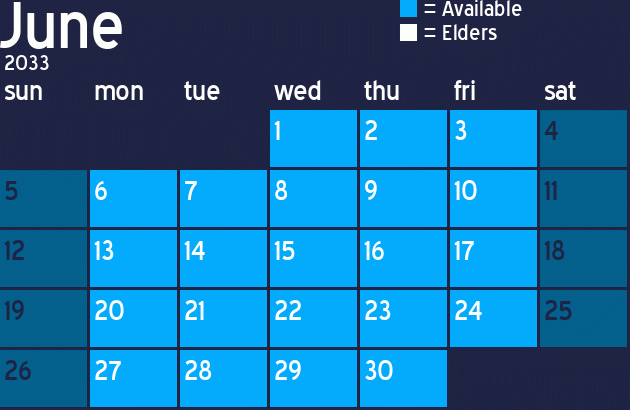 Missionary Dinner Calendar