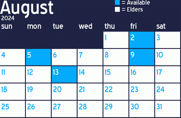 Missionary Dinner Calendar