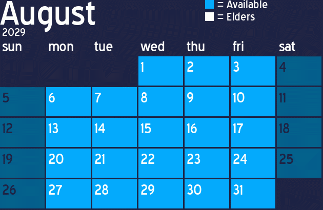 Missionary Dinner Calendar