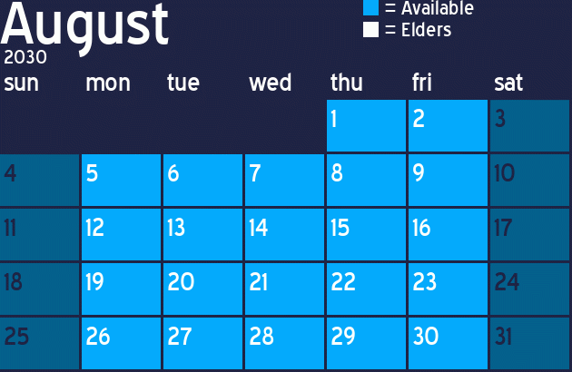 Missionary Dinner Calendar