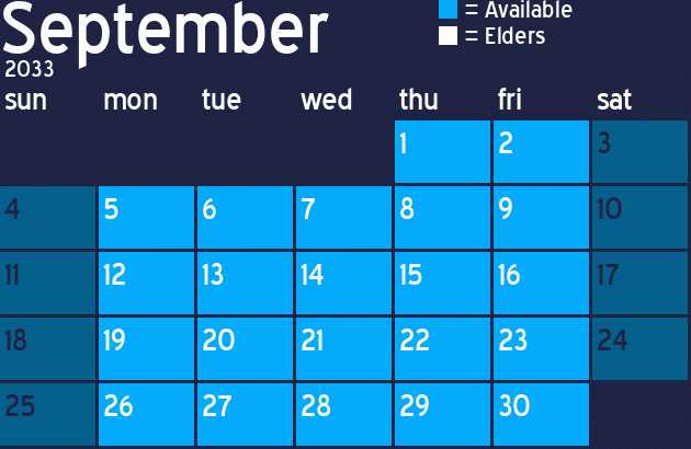 Missionary Dinner Calendar