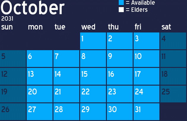 Missionary Dinner Calendar