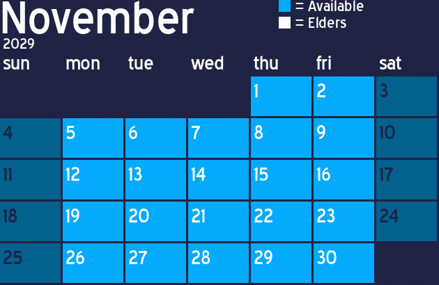 Missionary Dinner Calendar
