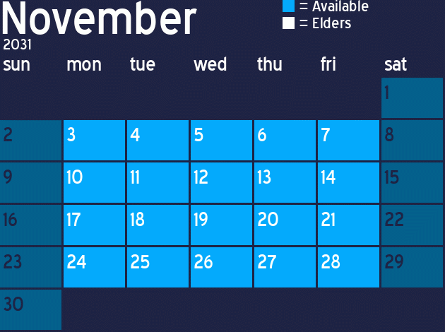 Missionary Dinner Calendar