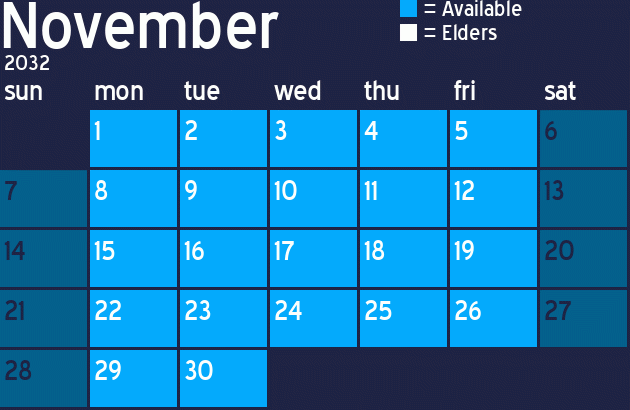 Missionary Dinner Calendar