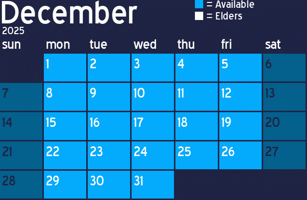Missionary Dinner Calendar