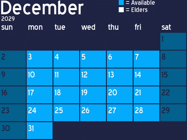 Missionary Dinner Calendar