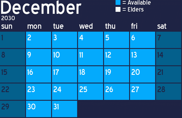 Missionary Dinner Calendar