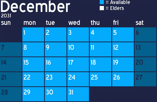 Missionary Dinner Calendar